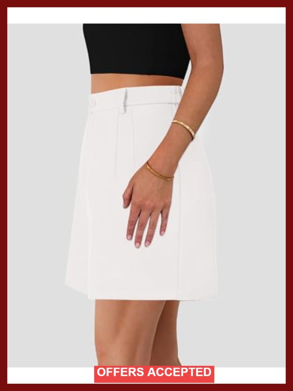 High Waisted Wide Leg Dressy Shorts with Pockets - Picture 4 of 6